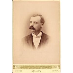 Antique Cabinet Card Photo Handsome Gentleman JM Kellum Studio Kokomo Indiana